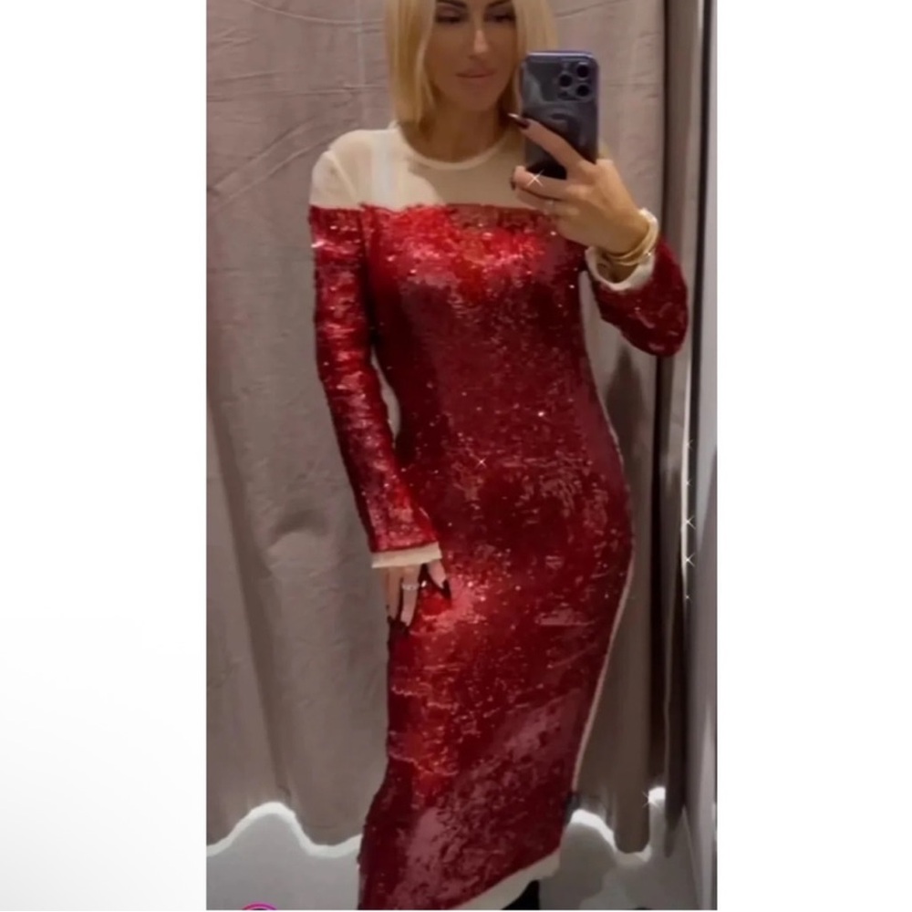 ZARA SEQUIN CHIFFON DRESS ZW COLLECTION - Picture 12 of 12